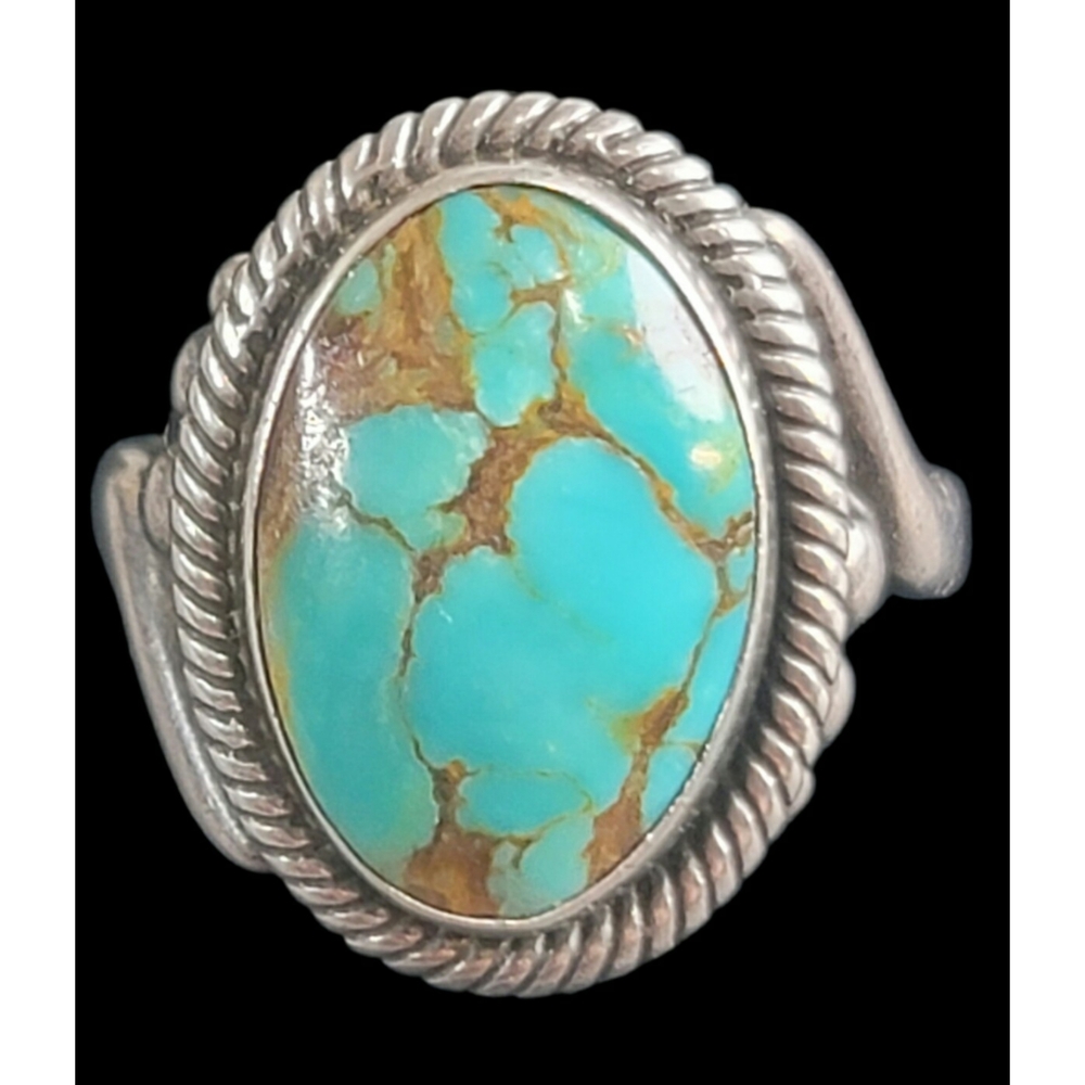 Vintage Royston Turquoise and Sterling Silver Ring Size 6